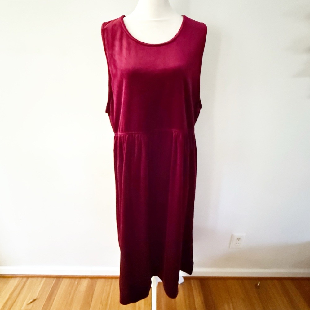 Vintage Maxi Dress Women Medium Burgundy Velvet Sleeveless Retro Whimsigoth Goth